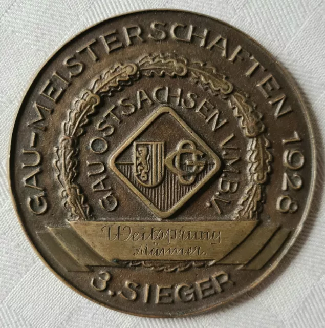 Große alte Medaille DRESDEN Gau Ostsachsen 1928, 3. SIEGER, Stadtwappen, Sachsen