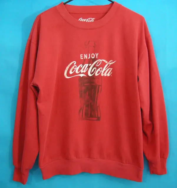 Coca Cola Sweatshirt Retro Soda Red Enjoy Brand Pop Large Comfortable Ribbed