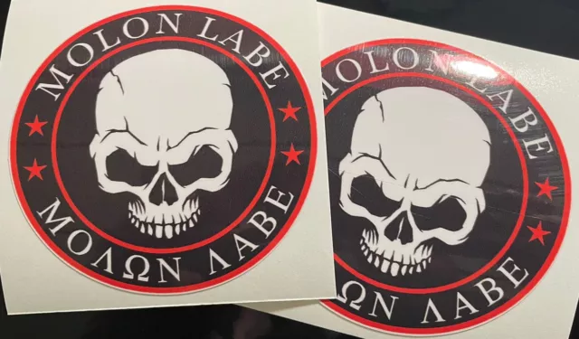 PAIR Molon Labe Punisher Skull Don't Tread USA Truck Window Decal Vinyl Sticker