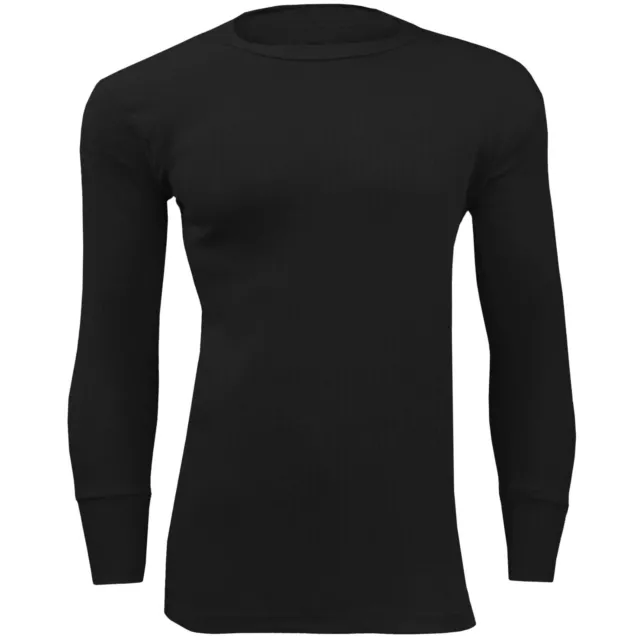 3 Pack Mens Thermal Top T Shirt Underwear Long Sleeve Brushed Black Size 2XLarge