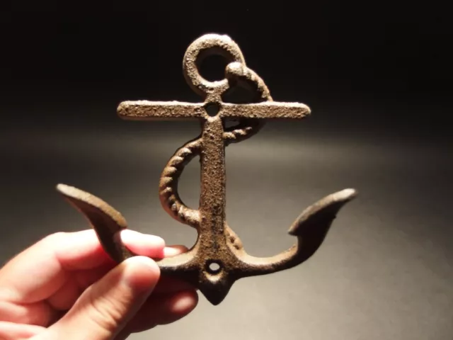 Antique Vintage Style Cast Iron Fouled Navy Anchor Hook Coat Hanger Hardware