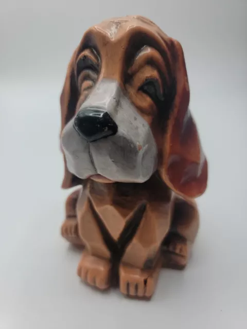 Vintage Plastic Dog Bank made in Hong Kong With New Plug 1960s 5.5" Blow Mold