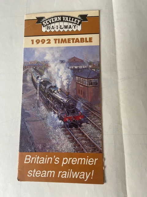 Svr Map SEVERN VALLEY RAILWAY 1992 Timetable/Map/Route Map/Guide £1.99 ...