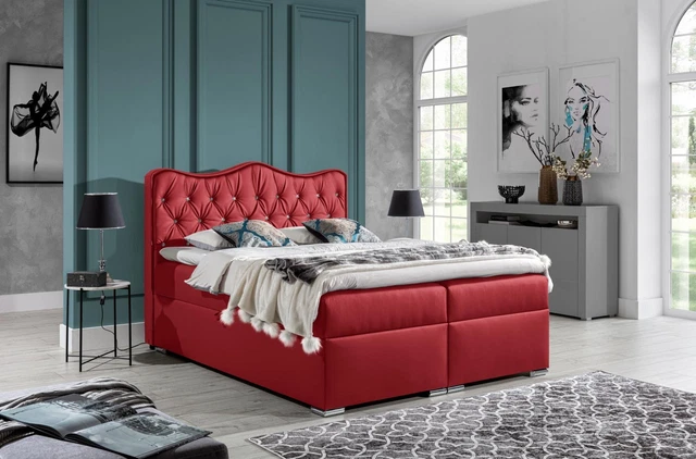 LIT DOUBLE LIT Type Boxspring Avec Caisse-Sommier Lits Lit Capitonné ...