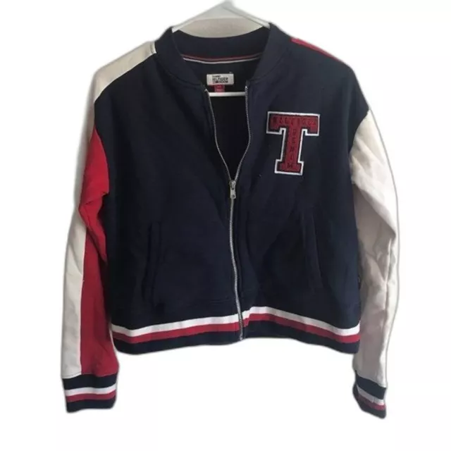 Tommy Hilfiger Denim Womens Jacket Size Small Red White and Blue Varsity Bomber