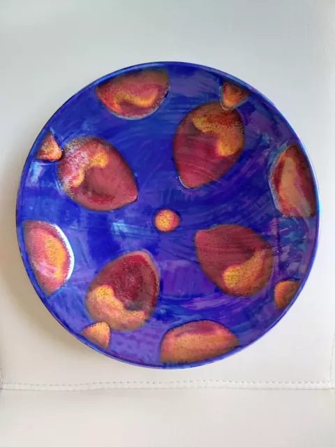 Poole Pottery Galaxy Dish 10.5" -Hand Painted Blue Glaze Luster Round Display