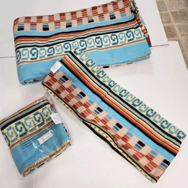 Southwest Mesa Santa Fe Fleece Coverlet Bed Cover Blanket Sham Set King Size