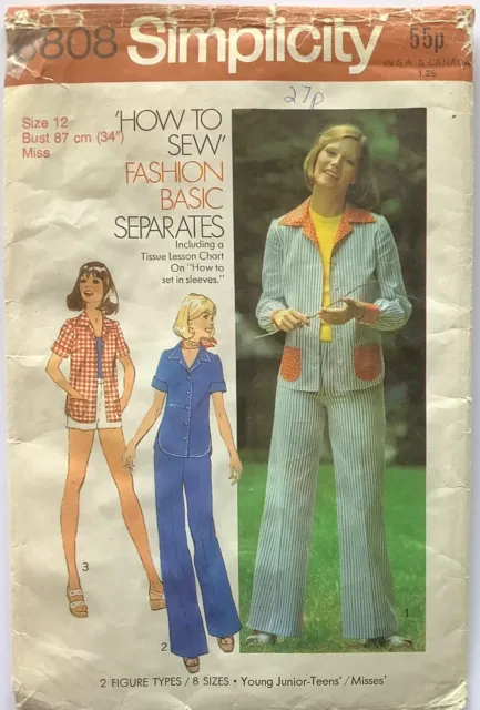 Vintage UNCUT Simplicity 6808 - Shirt, Pants, Shorts “How to Sew” Pattern - 12
