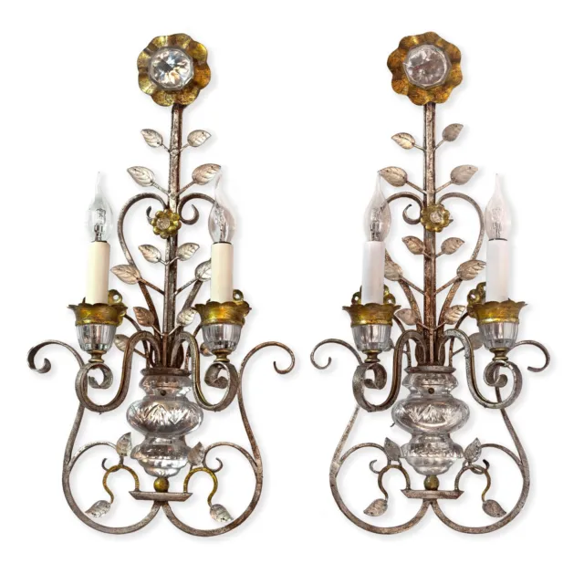 Decorative Pair Of Vintage Wall Lights By Maison Bagues