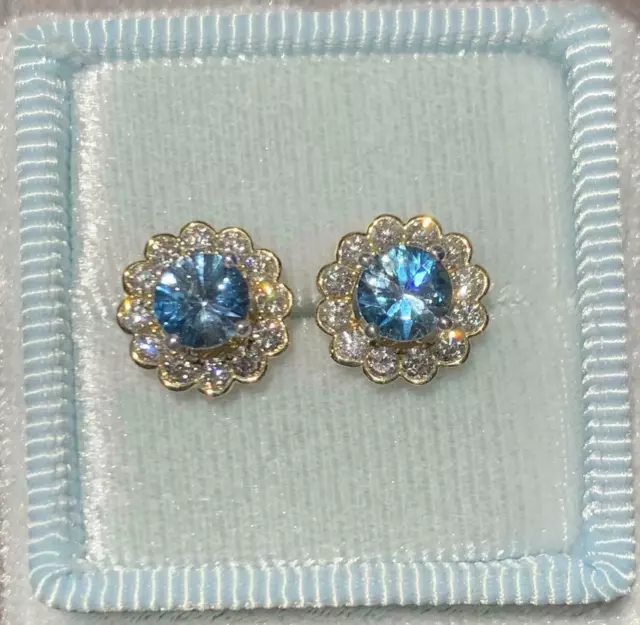 3Ct Round Simulated Diamond Stud Earring Jackets 14K Yellow Gold Plated