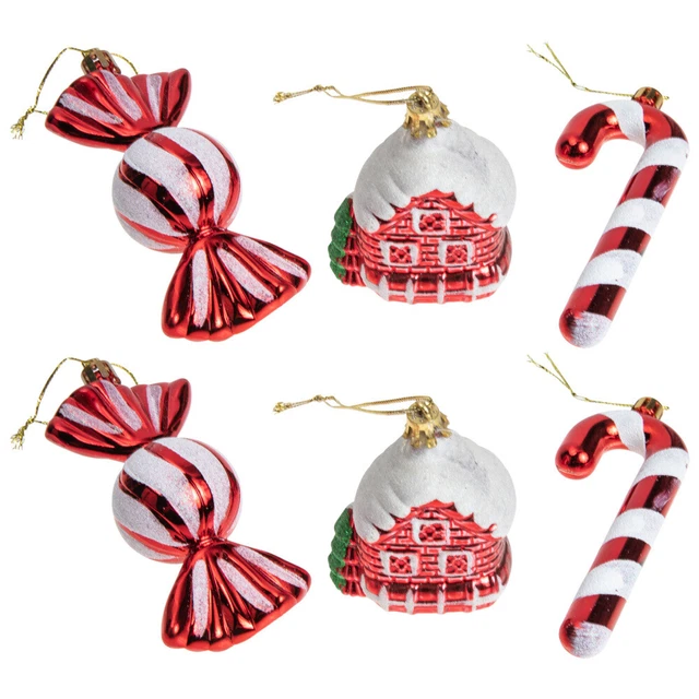 6PCS Rouge Arbre De Noël Décor Arbre Suspendus Décorations