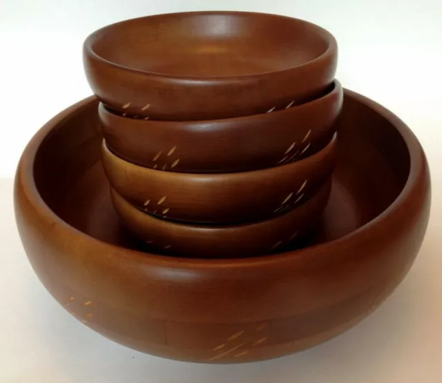 Baribocraft Canada Salad Bowl Five Piece Set Wheat Pattern Vintage