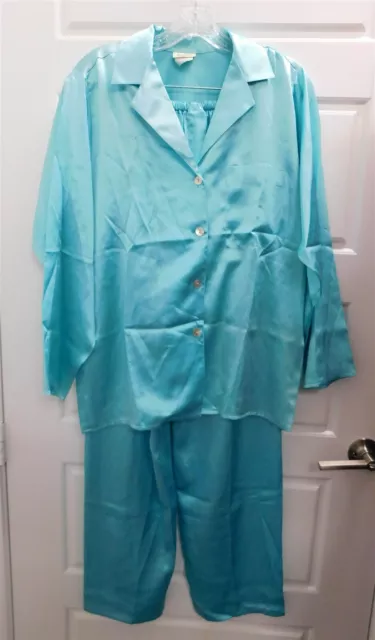 Neiman Marcus Blue 100% Silk Pajama Set sz P