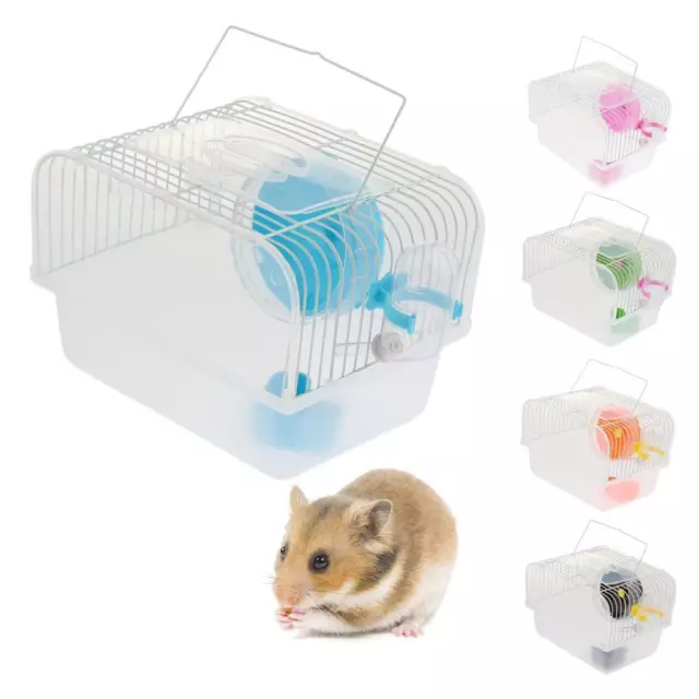 Kleiner Hamsterkäfig mit Zubehör, Wasserflasche, Futternapf aus Kunststoff
