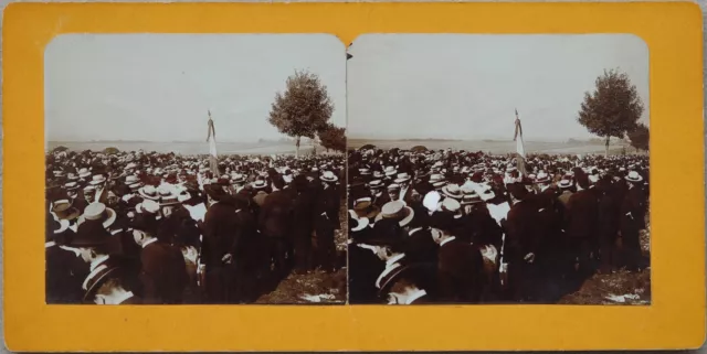 Cérémonie Procession France Photo Stereo PL47 Vintage Citrate c1900