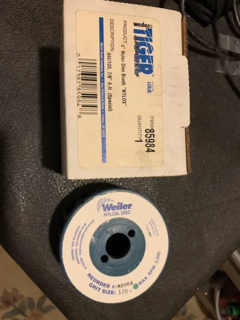 WEILER TIGER 4” NYLOX DISC BRUSH .040/120 X 7/8 AH Made In USA 85984 Weller NOS