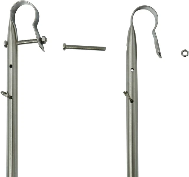 Pack of 2 Heavy Duty Flag Pole Stainless Boat Yacht Marine Flag Pole Rail Mount