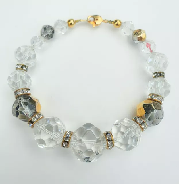 Bracelet Perles De Cristal Véritable Vintage 80s Pour Femme