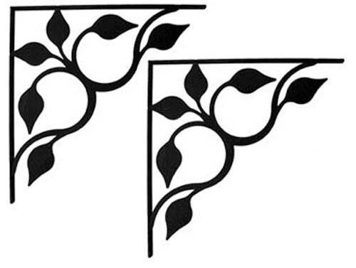 Wrought Iron Leaf Fan - Shelf Brackets Medium (pair) 7.25" (Made in USA)