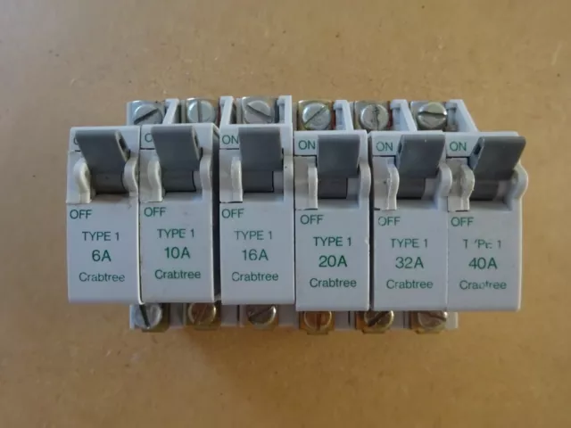 Crabtree SB6000 type 1 MCB circuit breaker 6A 10A 16A 20A 32A 40A