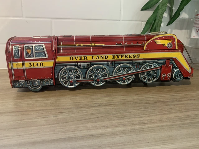 LARGE VINTAGE TIN Toy Train, Japanese Made, Overland Express. Circa ...