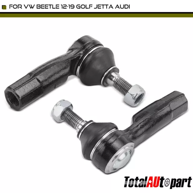 2x Tie Rod End for Volkswagen Beetle 12-19 Golf Jetta Audi A3 Q3 S3 Front Outer