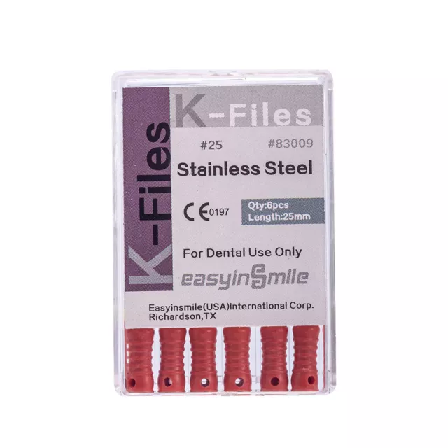 10Packs Dental K-Files 25mm Files Endodontic Root  Canal Stainless Steel #15-#80 3