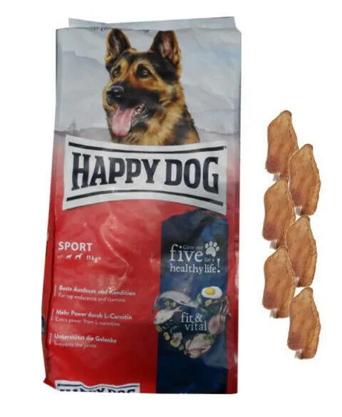 Alimento deportivo para perros Happy Dog Adult de 14 kg + 6 orejas de conejo