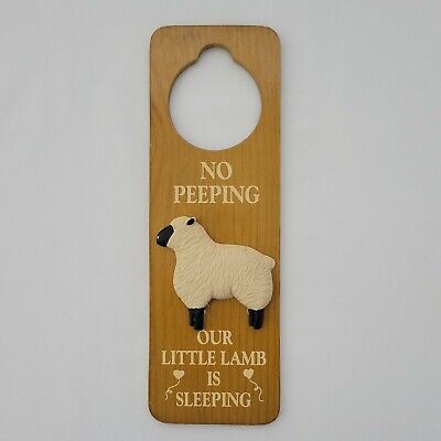 Adorables Wooden Doorknob Hanger "No Peeping Our Little Lamb Is Sleeping"