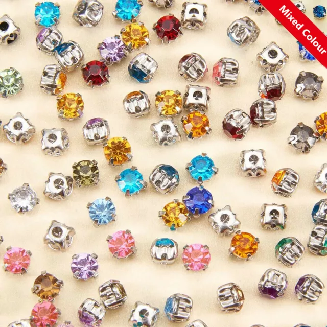 Aufnähen Acryl Strass Montee Fünf-Loch Perlen mit Messingbasis gemischte Farbe