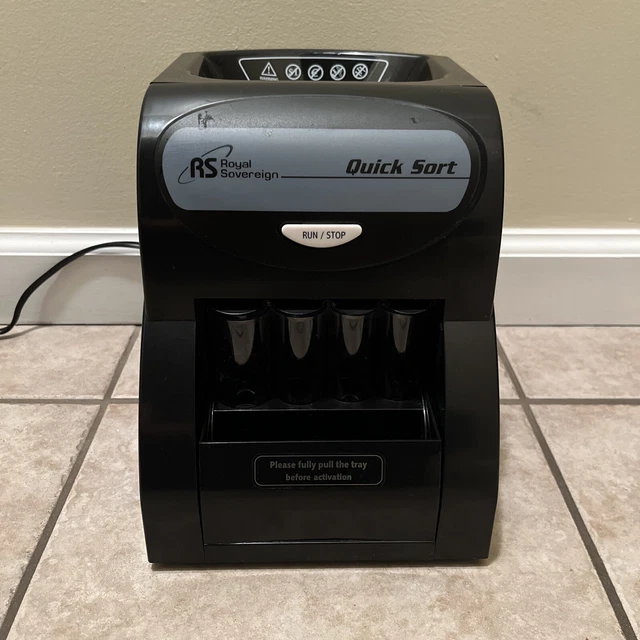 Royal Sovereign Quick Sort Counter Top Coin Sorting Machine QS-1AC Sorter- Works