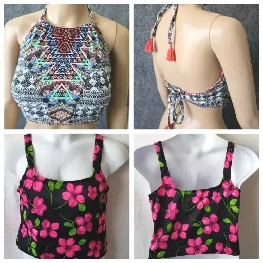 Lot of 2 Womens Size XL Halter Back And Tank Top Bathing Swimsuit Swim Top