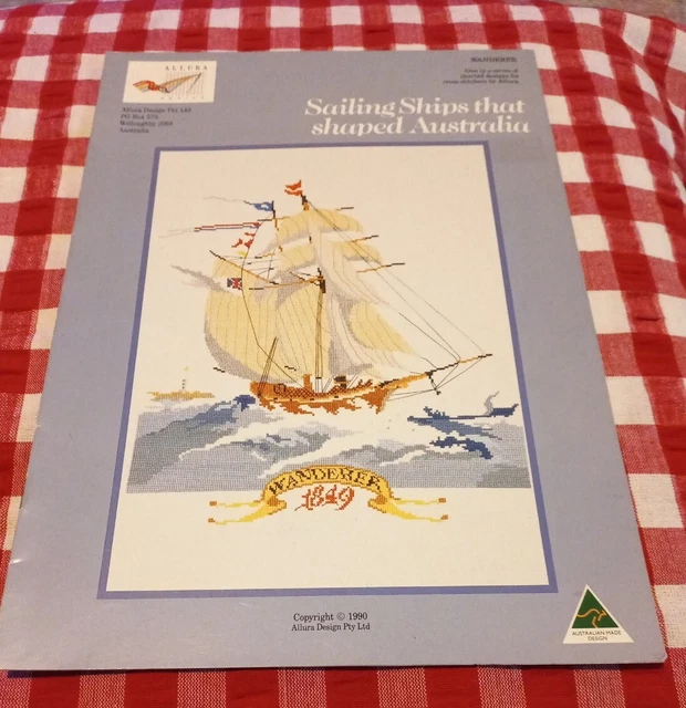 😇 Allura Cross Stitch Pattern Only Sailing Ships 1990 Australia 8 page leaflet