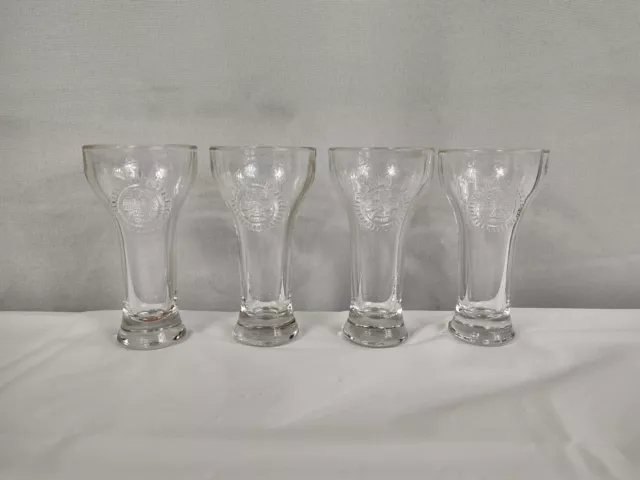 Vtg Set of 4 Miller Beer Chill Miniature Clear Pilsner Glasses Aztec Thunderbird