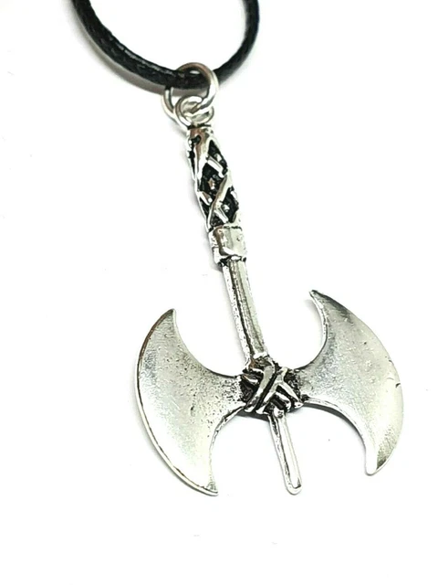 Collar de hacha colgante vikingo doble hacha de batalla 925 plata 33"...