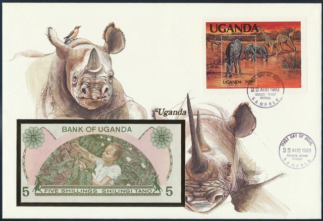 Banknote Banknote Banknote Letter Uganda 5 Shilling P10 Exotic Great Motif