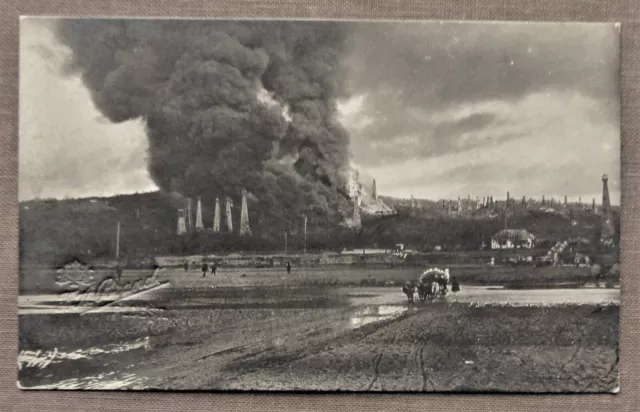 BRAND Erdölfeld Erdöl Türme - PLOESTI, Ploiesti RUMÄNIEN - Echt Foto Ak 1917