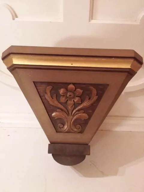 Antique Carved Wood Church Statue Wall Bracket Architectural Salvage