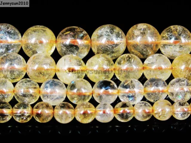 AAA Natural Citrine Gemstone Round Loose Beads 16'' Strand 4mm 6mm 8mm 10mm 12mm