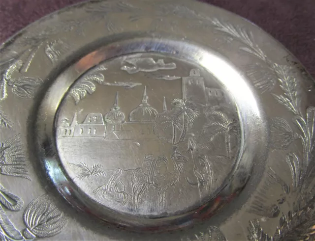 Antique Silverplate 2 Butter Pat Plates Arabian Desert Design Quadruple Plate 3