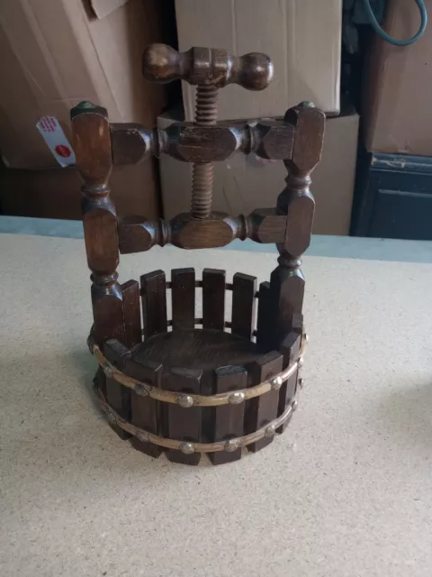 Wooden Nut Cracker Wishing Well Bowl With attached Screw Nutcracker