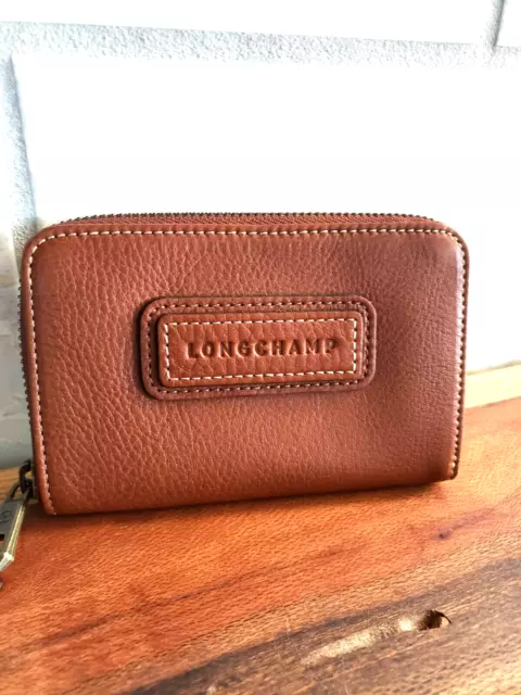 Longchamp- Mailbox Leather Women's Coin Purse- Cognac- NIB