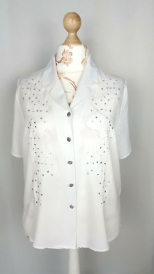 Chemisier tunique satiné brodé "Anne WEYBURN"  Taille XXL FR50 US18 UK22 EUR48