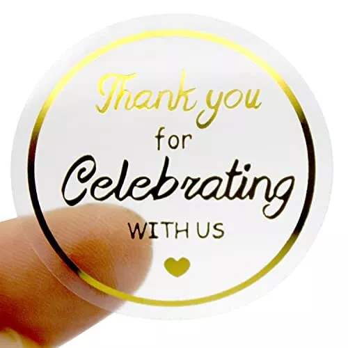 500 Pcs 1.5 Inch Thank You For Celebrating With Us Stickers for Birthday Wedding