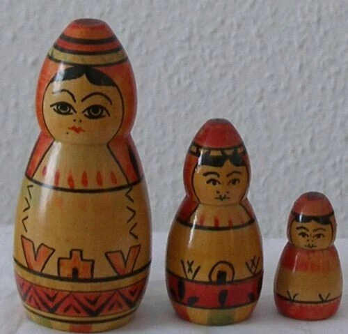 Russische Matrjoschka, alte Matrioschka, Matroschka! Babuschka! 3 Holz-Puppen!!