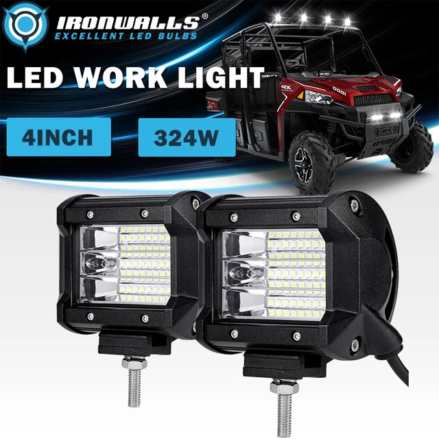 4" TRI-ROW Flood Beam LED Work Light Bar Offroad Driving Fog Lamp for ATV UTV