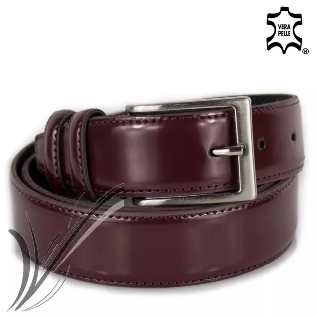 Cintura bordeaux elegante uomo vera pelle cinta classica artigianale cerimonia