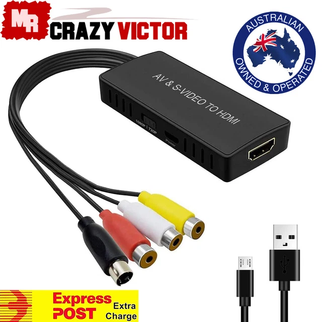 SVideo to HDMI Converter, S-Video and 3RCA CVBS AV to HDMI Adapter 1080P/720P