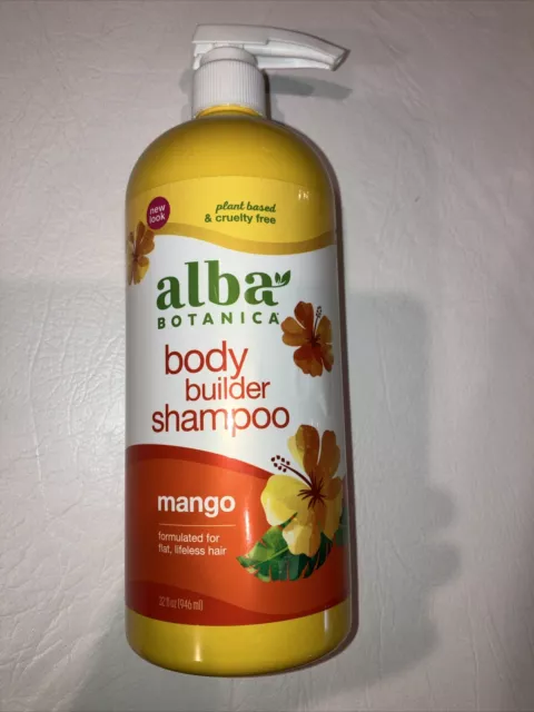 Alba Botanica Body Builder Shampoo Plant-Based & Cruelty Free, Mango, 32 Oz