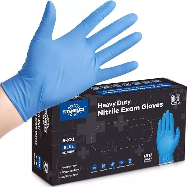 100 Disposable Nitrile Gloves 6 mil Heavy Duty Gloves Cooking Latex Powder Free